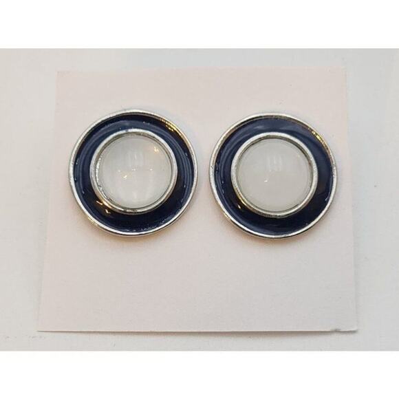 Vintage Charming Charlie Necklace and Earring Jewelry Set Navy White Classic - Picture 3 of 4